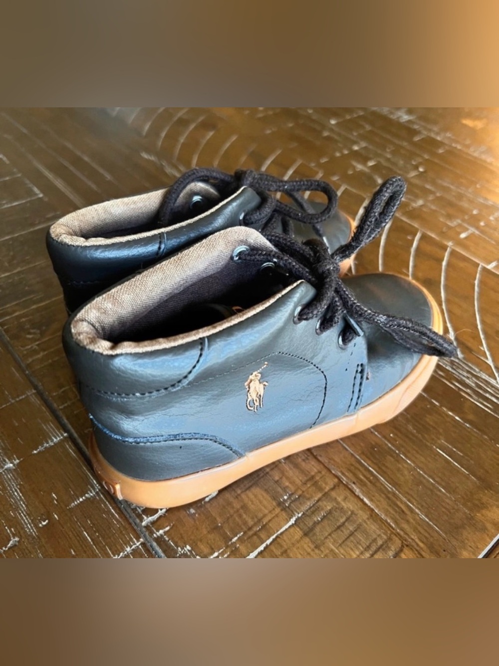 Polo by Ralph Lauren Kids Brown Leather High-Top Sneakers with Gum Sole